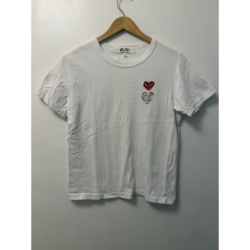 Play Comme Des Garcons Heart Jewel White T Shirt Women's Medium Short Sleeve